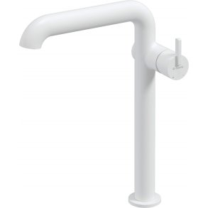 Tall washbasin mixer with rectangular spout
