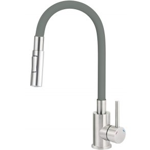 Kitchen faucet with bent spout - 2 types of spray