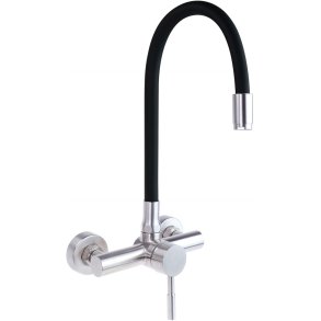 Wall-mounted kitchen faucet with bent spout