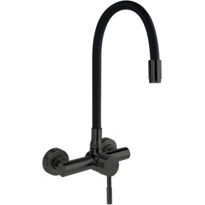 Wall-mounted kitchen faucet with bent spout
