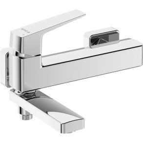 Wall-mounted bathtub mixer - with folding spout