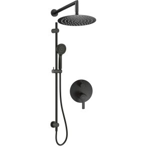 Concealed shower set with rail - with overhead shower
