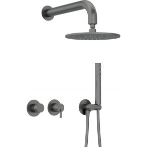 Concealed shower set with overhead shower - with horizontal mixer