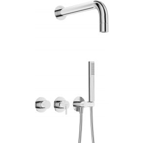 Concealed shower set with hand shower - with horizontal mixer