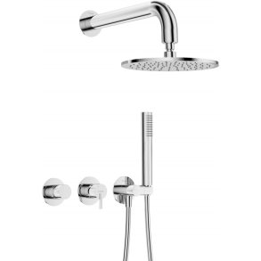 Concealed shower set with overhead shower - with horizontal mixer