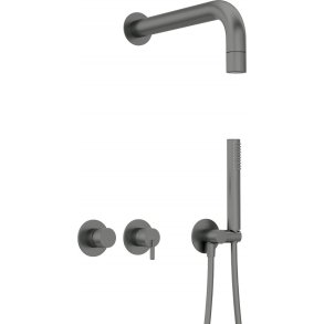Concealed shower set with hand shower - with horizontal mixer
