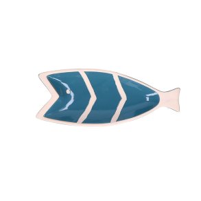 RITUALI DOMESTICI PELAGICOILLOGICO Fish Plate Blue 30.5 x 12.5 x 3 cm