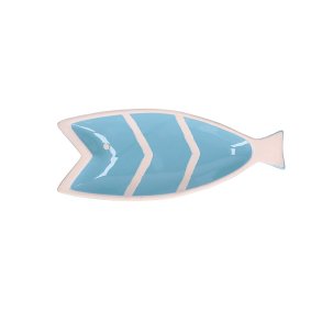 RITUALI DOMESTICI PELAGICOILLOGICO Fish plate light blue 30.5 x 12.5 x 3 cm