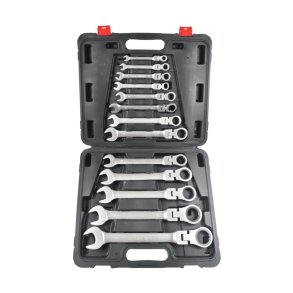 Wrench set, combination ratchet joint, 32 Silver-c