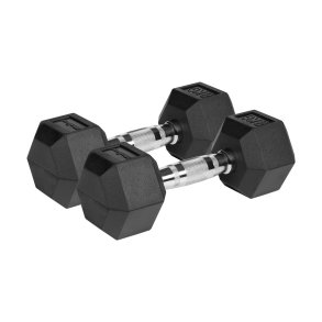 Rubberized cast iron dumbbells HEX 2x8 kg REBEL ACTIVE