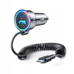 Joyroom JR-CL07 3in1 Car Charger 72W 4.0A PD 3.0 QC 3.0 1x USB-A 1x USB-C with 1.6M Cable