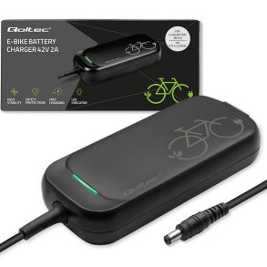 Qoltec Fast Charger for 36V Electric Scooter Bike | 42V | 2A | 5.5*2.5 | waterproof + power cable