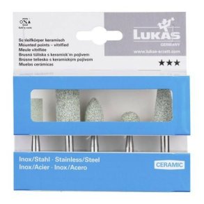 LUKAS MOUNTED GRINDING WHEEL SET 5pcs CERAMIC STAINLESS/STEEL