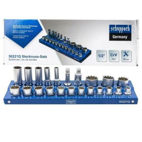 SPLINE SOCKET SET 22pcs. 12-ANGLE. 1/2