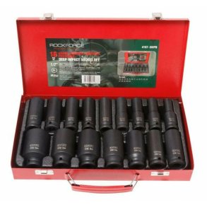 ROCKFORCE Impact Socket Set, 6-K, 16pcs, 1/2