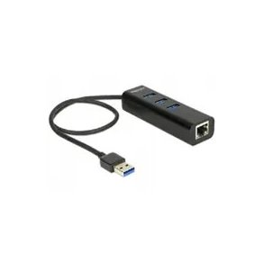 DELOCK USB-HUB 3-Port USB3.0, +1x Gigabit LAN