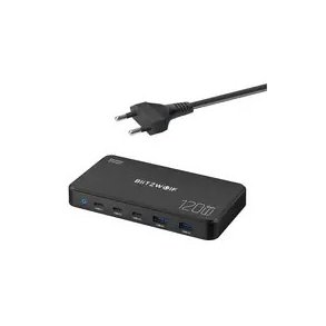 Sieciowa stacja ładująca BlitzWolf 5 w 1 czarna / 120W / 2xUSB-A / 3xUSB-C