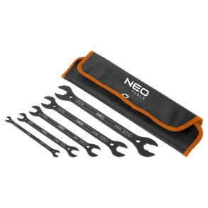 Klucze płaskie dwustronne supercienkie, 4 w 1, 6 - 27 mm (20 rozmiar�w), zestaw 5 szt.
