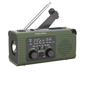 Radio solarne, przenośne radio awaryjne SOS, powerbank 5000mAh, latarka, dynamo, Kruger&Matz