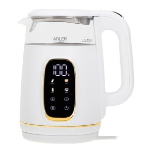 Adler Kettle with LED Display | AD 1305 | Electric | 2200 W | 1.7 L | Plastic | 360� rotational base | White/Gold