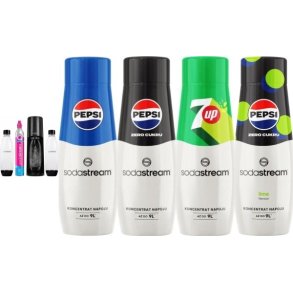 Saturator Sodastream Terra + 2 butelki + gaz Czarny + syrop Pepsi, Pepsi Zero, Pepsi Lime, 7Up