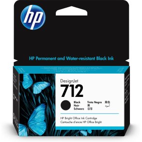 HP 712 DesignJet-blkpatron, sort, 38 ml