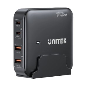 GaN-netoplader - Unitek P1228ABK01-EU | 70W 2x USB-C 2x USB-A