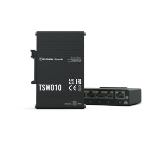 Teltonika TSW010 DIN Rain Switch 5 x Fast Ethernet (10/100) Str�m over Ethernet (PoE) Sort