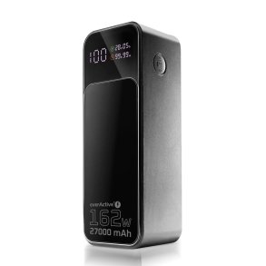 Powerbank 27 000mAh, 1x USB, 2x USB-C, 162,5W, QC4+, flashlight, LCD screen, black