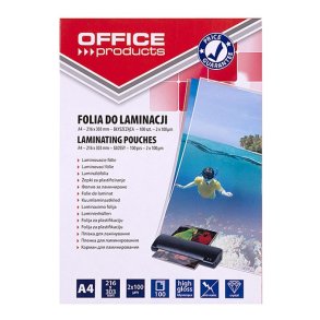 OFFICE PRODUCTS Lamineringsfolie, A4, 2x100 �m, blank, 100 stk., gennemsigtig