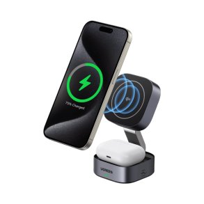 Ugreen 35316 oplader til mobil enhed Headset, Smartphone, SmartWatch Gr� USB Tr�dl�s opladning Hurtig opladning Indend�rs
