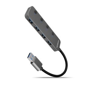 Axagon HUE-MSA Superspeed USB-A Switch Hub 4x USB 3.0 aktiv - 20cm schwarz USB 3.2 Gen 1 (3.1 Gen 1) Type-A 5000 Mbit/s Gr