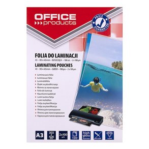 OFFICE PRODUCTS Lamineringsfolie, A3, 2x100 �m, blank, 100 stk., gennemsigtig