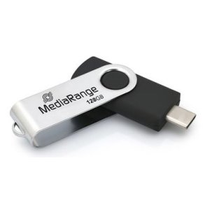 MediaRange MR1954 USB-n�gle 128 GB USB Type-C 3.2 Gen 1 (3.1 Gen 1) Sort, S�lv