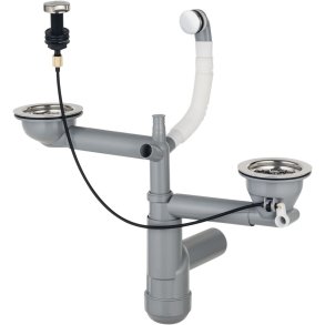 Sifon DEANTE Space-Saver Lux (ZXY_9918) til granitvaske med 1,5 og 2 kummer Gr, Hvid