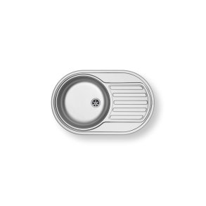 Pyramis SR Mini Mini 1B 1D 100166801 (76,5 x 48 cm) Vaske i rustfrit stl med glat overflade, 1 kumme, slv