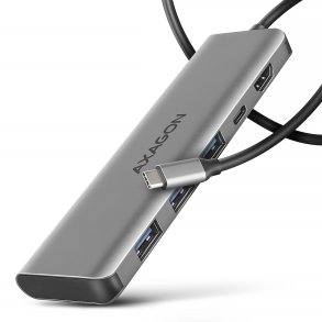 Axagon HMC-5H USB-C 3.2 Gen 1 hub 3x USB-A 4K HDMI PD 100W - Silber Ledningsfrt USB 3.2 Gen 1 (3.1 Gen 1) Type-C Slv