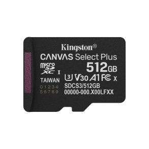 Kingston Technology 512 GB micSDXC Canvas Select Plus Gen3 150R A1, enkelt pakke uden ADP