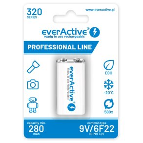 EverActive Ni-MH 6F22 9V 320 mAh Professional Line genopladelige batterier
