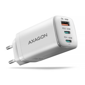 Axagon ACU-DPQ65W oplader til mobil enhed Mobiltelefon, Netbook, Laptop, Smartphone, SmartWatch, Tablet, Universel Hvid Vekselstrm Hurtig opladning Indendrs