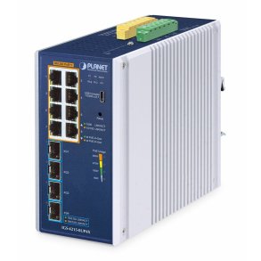 PLANET IP30 Industrial L2/L4 8-Port Administreret L2/L4 Gigabit Ethernet (10/100/1000) Aluminium, Bl�