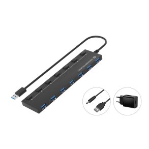 Conceptronic HUBBIES19BP interface hub USB 3.2 Gen 1 (3.1 Gen 1) Type-A 5000 Mbit/s Sort