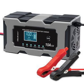 Qoltec 52493 Lader 12V 10A | Ensretter med reparationsfunktion til AGM GEL LiFePO4 batteri | LCD