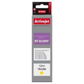 Activejet AB-D100Y Bl�kpatron til Brother-printer, erstatning for Brother BT-D100Y; Supreme; 50 ml; gul