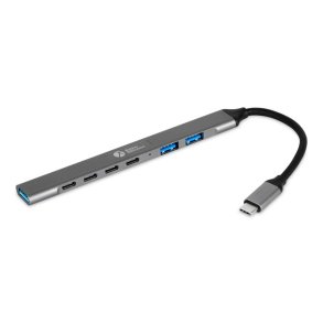 BakkerElkhuizen USB-C Hub 7-in-1 (3A+4C) USB Type-C 5000 Mbit/s Sort, Gr�