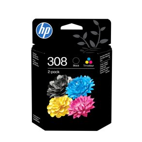 HP 308 original bl�kpatron, sort/trefarvet kombipakke med 2 stk.