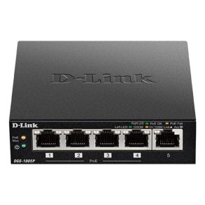 D-Link DGS-1005P/E netv�rksswitch Ikke administreret Gigabit Ethernet (10/100/1000) Str�m over Ethernet (PoE) Sort