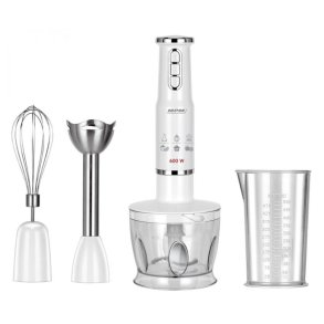 H�ndblender-s�t MPM MBL-43, 500 ml beholder med kniv i rustfrit st�l, blandetilbeh�r i rustfrit st�l, effekt: 600 W