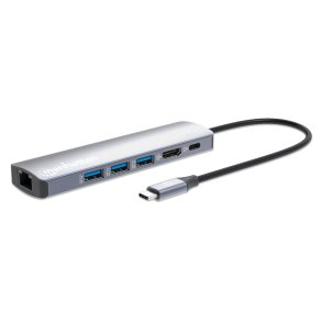 Manhattan 153959 dockingstation Ledningsf�rt USB 3.2 Gen 1 (3.1 Gen 1) Type-C S�lv