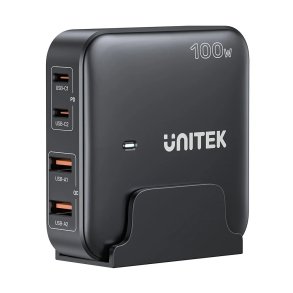 GaN-netoplader - Unitek P1229ABK01-EU | 100W 2x USB-C 2x USB-A